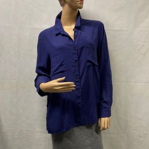 Ellie Kate Blue Long Sleeve Button Down Shirt